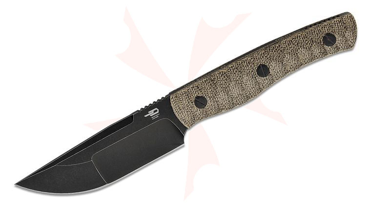 Bestech Knives Heidi Blacksmith #2 Fixed Blade Knife 3.87 inch S35VN Black Stonewashed Clip Point Blade, Green Canvas Micarta Handles, Kydex Sheath