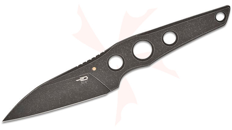 Bestech Knives VK-Core Fixed Blade Knife 3.19 inch 14C28N Black Stonewashed Wharncliffe Blade and Handle, Kydex Sheath