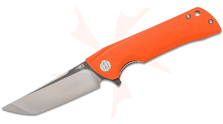 Bestech Knives Paladin Tanto Flipper Knife 3.58 inch D2 Two-Tone Satin/Black Tanto Blade, Orange G10 Handles