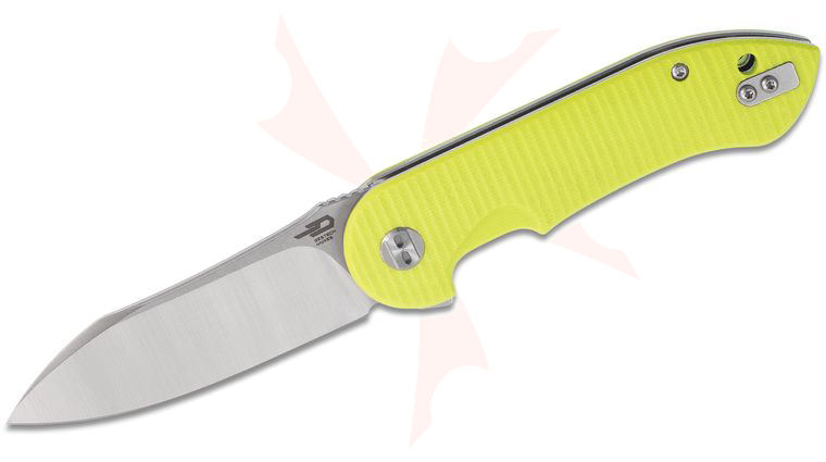Bestech Knives Torpedo Flipper Knife 3.125 inch D2 Satin/Stonewashed Two-Tone Blade, Textured Fruit Green G10 Handles