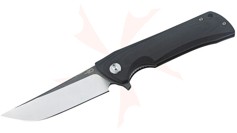 Bestech Knives Paladin Flipper Knife 3.62 inch D2 Two-Tone Satin/Black Blade, Black G10 Handles