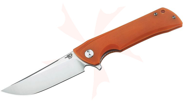 Bestech Knives Paladin Flipper Knife 3.62 inch D2 Two-Tone Satin/Stonewashed Blade, Orange G10 Handles
