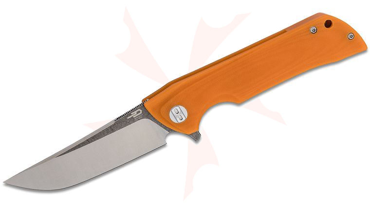 Bestech Knives Paladin Flipper Knife 3.62 inch D2 Two-Tone Satin/Black Blade, Orange G10 Handles