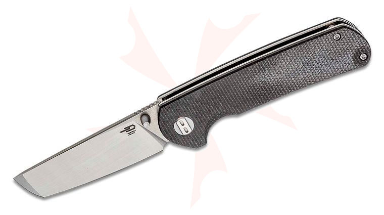 Bestech Knives Sledgehammer Folding Knife 3 inch D2 Two-Tone Blade, Black Micarta Handles