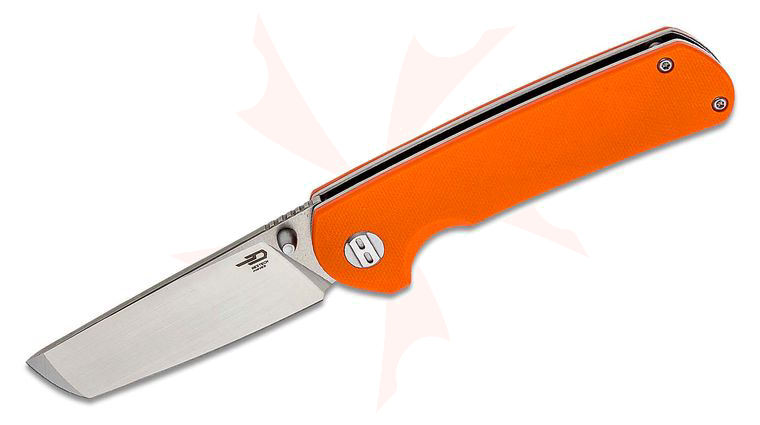 Bestech Knives Sledgehammer Folding Knife 3 inch D2 Two-Tone Blade, Milled Orange G10 Handles