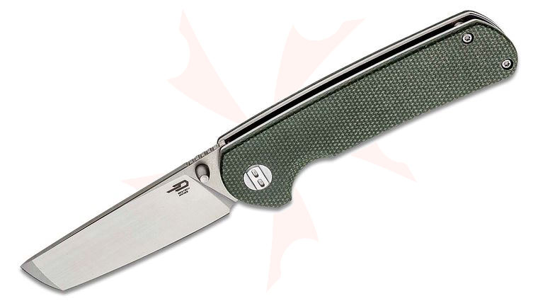 Bestech Knives Sledgehammer Folding Knife 3 inch D2 Two-Tone Blade, Green Micarta Handles
