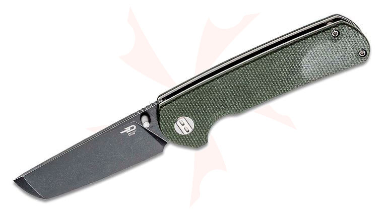 Bestech Knives Sledgehammer Folding Knife 3 inch D2 Black Stonewashed Blade, Green Micarta Handles