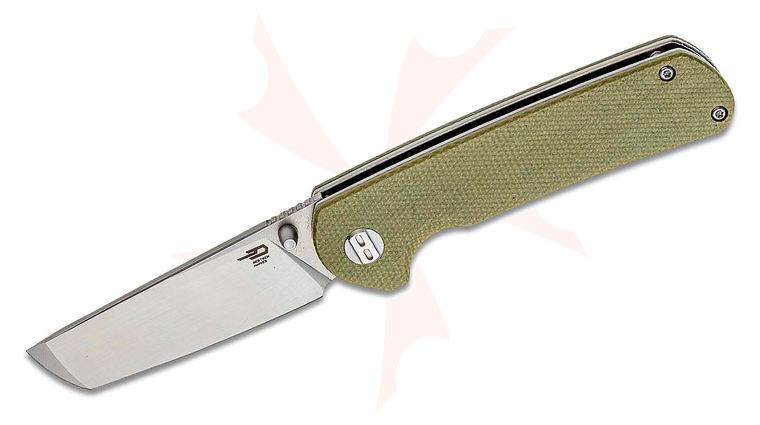 Bestech Knives Sledgehammer Folding Knife 3 inch D2 Two-Tone Blade, Beige Micarta Handles