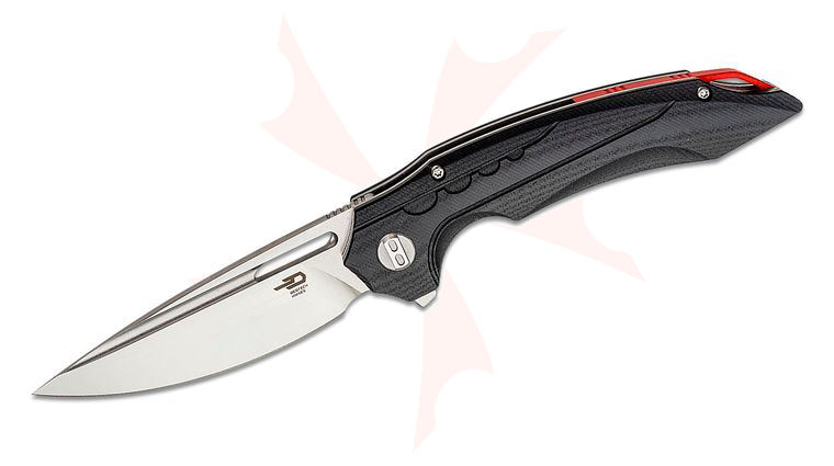 Bestech Knives Ornetta Flipper Knife 3.54 inch D2 Two-Toned Drop Point Blade, Milled Black G10 Handles