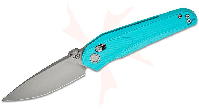 Bestech Knives Kombou Mothus Folding Knife 3.47 inch 14C28N Bead Blast Drop Point Blade, Tiffany Blue G10 Handles
