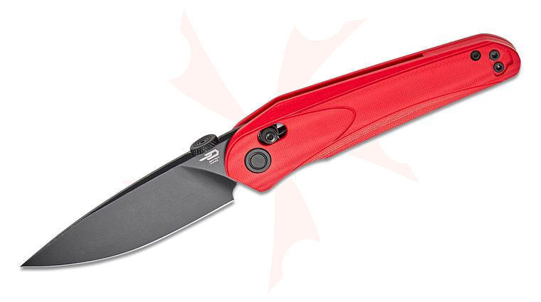 Bestech Knives Kombou Mothus Folding Knife 3.47 inch 14C28N Black Stonewash Drop Point Blade, Red G10 Handles