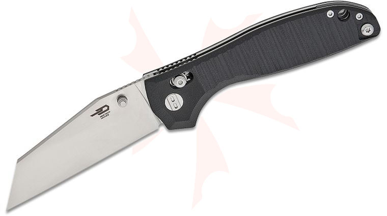 Bestech Knives Keanu Liger Crossbar Lock Folding Knife 3.61 inch D2 Satin Wharncliffe Blade, Black G10 Handles
