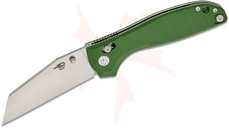 Bestech Knives Keanu Liger Crossbar Lock Folding Knife 3.61 inch D2 Satin Wharncliffe Blade, OD Green G10 Handles