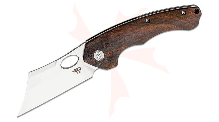 Bestech Knives Skirmish Flipper Knife 3.23 inch 154CM Satin Modified Cleaver Blade, Ironwood Handles
