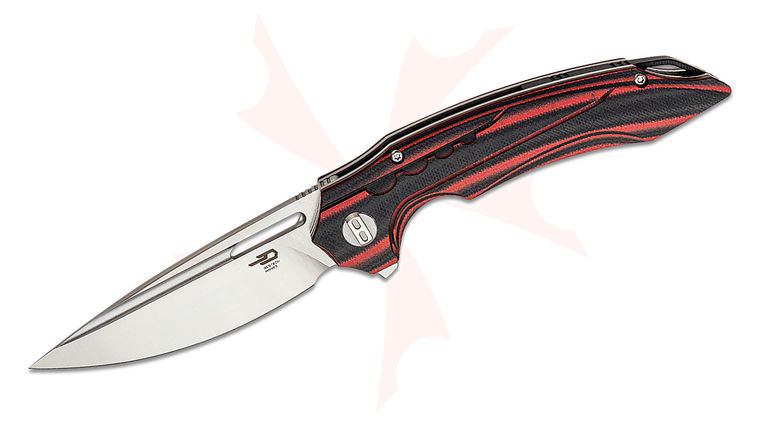 Bestech Knives Ornetta Flipper Knife 3.54 inch N690 Two-Toned Drop Point Blade, Milled Red/Black G10 Handles