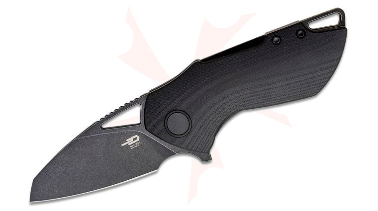 Bestech Knives Riverstone Flipper Knife 2.45 inch 154CM Black Stonewashed Sheepsfoot Blade, Black G10 Handles