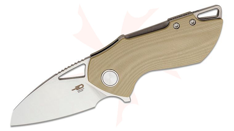 Bestech Knives Riverstone Flipper Knife 2.45 inch 154CM Satin Sheepsfoot Blade, Champagne G10 Handles