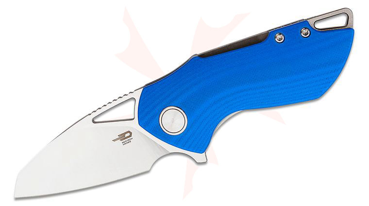 Bestech Knives Riverstone Flipper Knife 2.45 inch 154CM Satin Sheepsfoot Blade, Blue G10 Handles