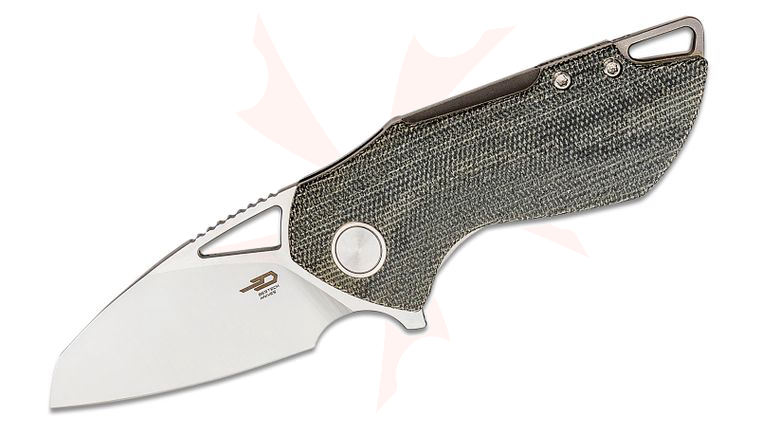 Bestech Knives Riverstone Flipper Knife 2.45 inch 154CM Satin Sheepsfoot Blade, Black Canvas Micarta Handles