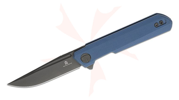 Bestechman Ostap Hel Mini Dundee Liner Lock Flipper Knife 2.92 inch D2 Gray DLC Clip Point Blade, Gray G10 Handles