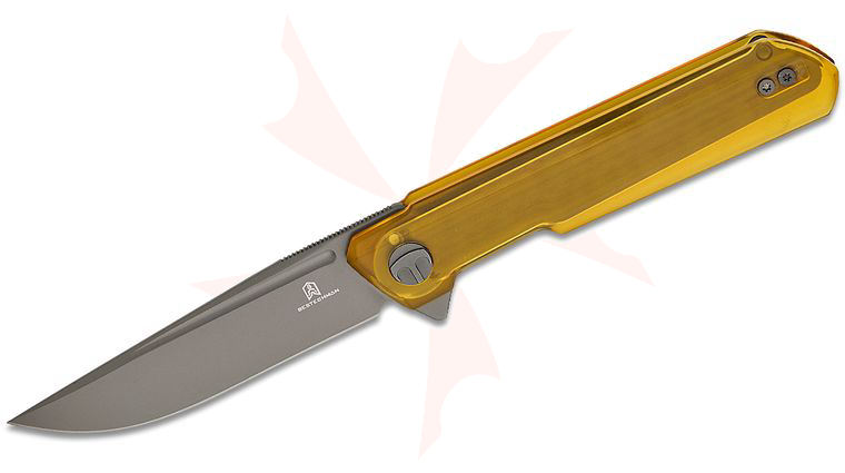 Bestechman Ostap Hel Dundee Flipper Knife 3.35 inch MagnaCut Gray Clip Point Blade, Ultem Handles