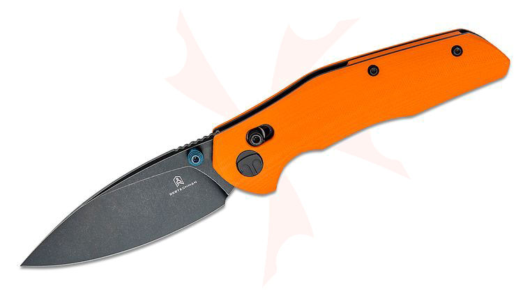 Bestechman Ronan Folding Knife 3.26 inch 14C28N Black Stonewashed Spear Point Blade, Orange G10 Handles