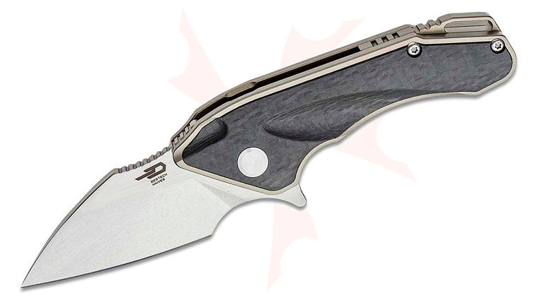 Bestech Knives Goblin Flipper Knife 2 inch S35VN Two-Tone Plain Blade, Bronze Titanium Handles with Carbon Fiber Inlay