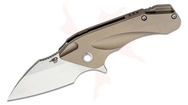 Bestech Knives Goblin Flipper Knife 2 inch S35VN Two-Tone Plain Blade, Milled Titanium Handles
