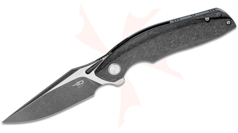 Bestech Knives Ghost Flipper Knife 3.19 inch S35VN Two-Tone Clip Point Blade, Carbon Fiber and Black Stonewashed Titanium Handles