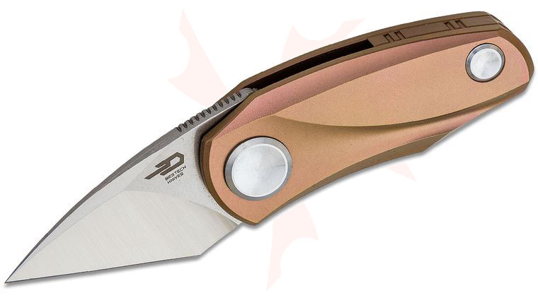Bestech Knives Tulip Front Flipper Slipjoint Knife 1.53 inch M390 Two-Tone Tanto Blade, Pink Anodized Titanium Handles