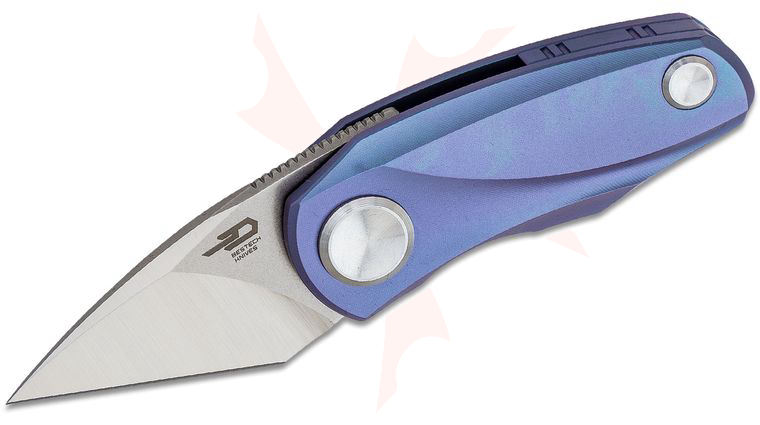 Bestech Knives Tulip Front Flipper Knife 1.53 inch M390 Two-Tone Tanto Blade, Blue Anodized Titanium Handles