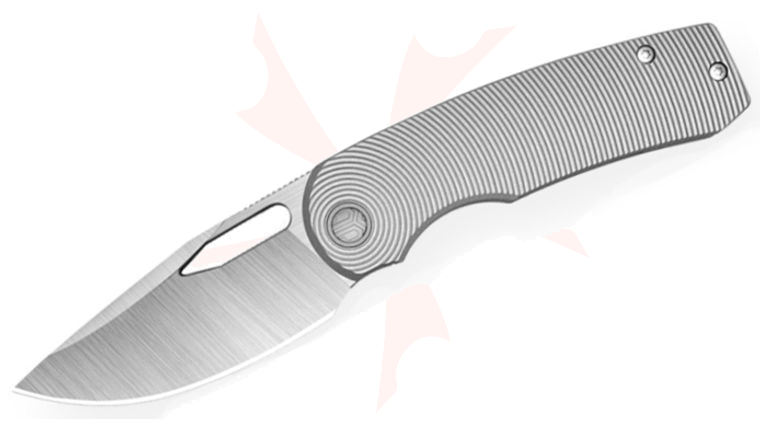 Bestech Knives Kriya Front Flipper Knife 3.03 inch M398 Satin Drop Point Blade, Bead Blast Ripple Pattern Titanium Handles