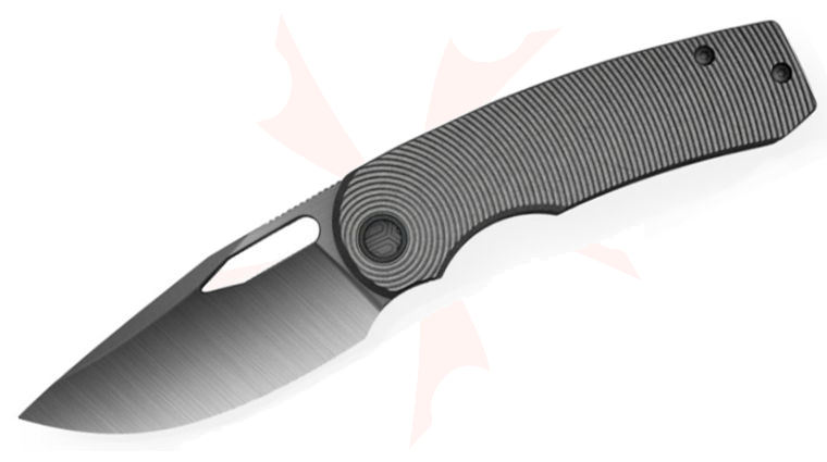 Bestech Knives Kriya Front Flipper Knife 3.03 inch M398 Satin DLC Drop Point Blade, Bead Blasted DLC Ripple Pattern Titanium Handles