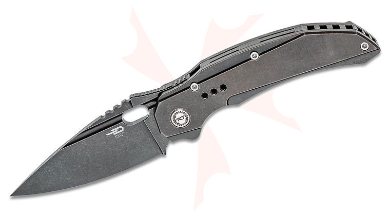 Bestech Knives Exploit Front Flipper Knife 3.5 inch S35VN Black Stonewashed Drop Point Blade and Titanium Handles