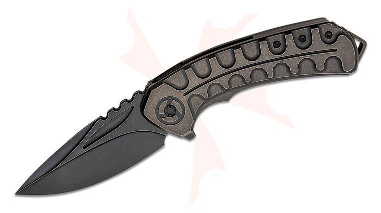Bestech Knives Buwaya Flipper Knife 3.54 inch M390 Black Drop Point Blade, Black Milled Titanium Handles