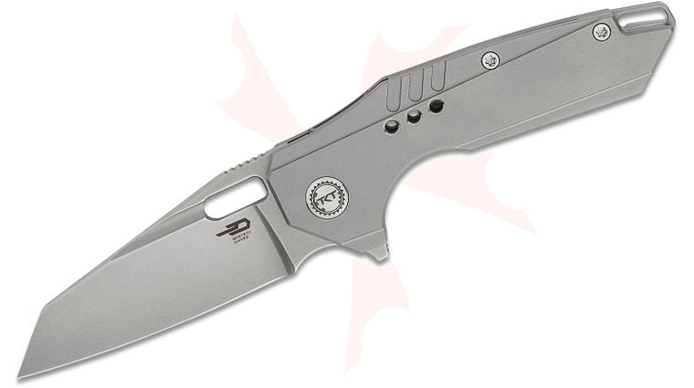 Bestech Knives Nyxie 3 Frame Lock Flipper Knife 2.99 inch S35VN Stonewashed Reverse Tanto Blade, Gray Titanium Handles