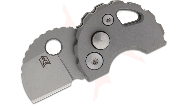Bestechman Turtle Button Lock Keychain Folding Knife 0.79 inch 14C28N Bead Blast Sheepsfoot Blade, Bead Blast Titanium Handles