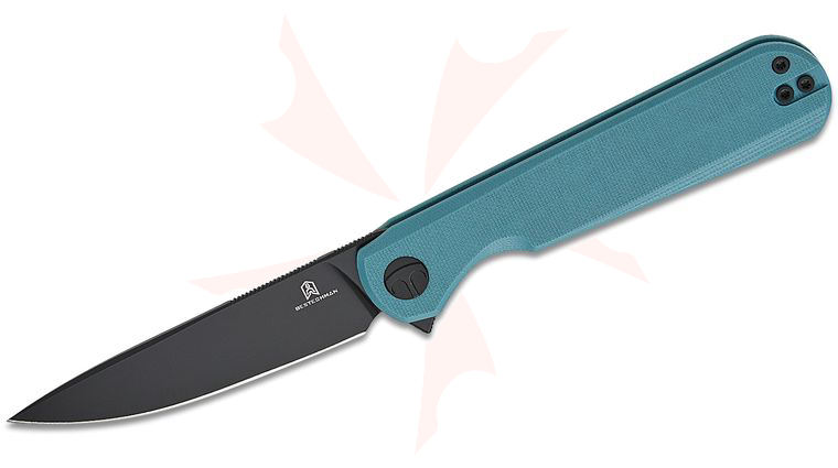 Bestechman Ostap Hel Flick Liner Lock Flipper Knife 3.49 inch D2 Black PVD Drop Point Blade, Gray G10 Handles