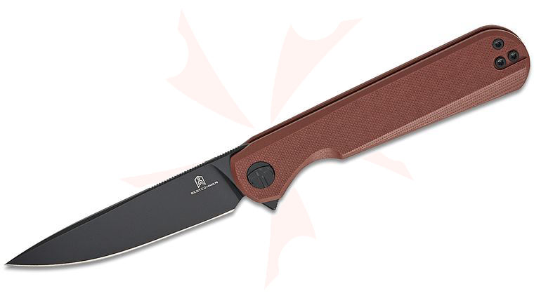 Bestechman Ostap Hel Flick Liner Lock Flipper Knife 3.49 inch D2 Black PVD Drop Point Blade, Bronze G10 Handles