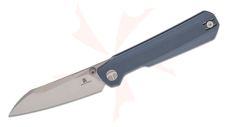 Bestechman Ostap Hel Curvee Front Flipper Knife 3.44 inch AEB-L Two-Tone Sheepsfoot Blade, Blue G10 Handles