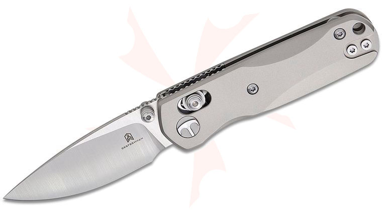 Bestechman Sprite B-Lock Folding Knife 2.36 inch M390 Two-Tone Drop Point Blade, Bead Blast Titanium Handles, Deep Carry Reversible Clip