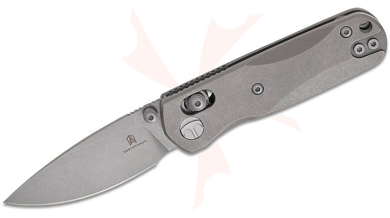 Bestechman Sprite B-Lock Folding Knife 2.36 inch M390 Dark Stonewashed Drop Point Blade, Dark Stonewashed Titanium Handles, Deep Carry Reversible Clip