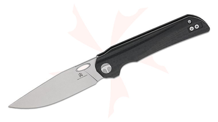 Bestechman Smuga Liner Lock Folding Knife 3.55 inch AEB-L Stonewashed Drop Point Blade, Black G10 Handles with Carbon Fiber Pattern