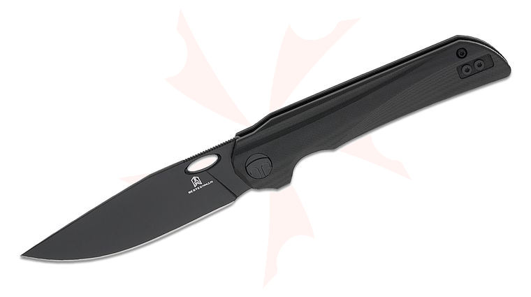 Bestechman Smuga Liner Lock Folding Knife 3.55 inch AEB-L Black PVD Drop Point Blade, Black G10 Handles