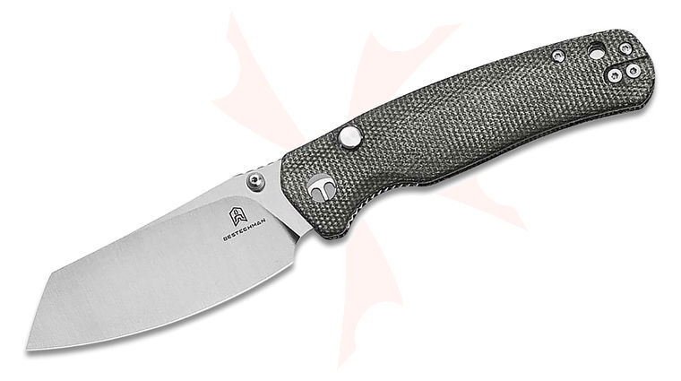 Bestechman Cicada's Wing Top Liner Lock Folding Knife 3.15 inch Satin Reverse Tanto Blade, Gray Micarta Handles