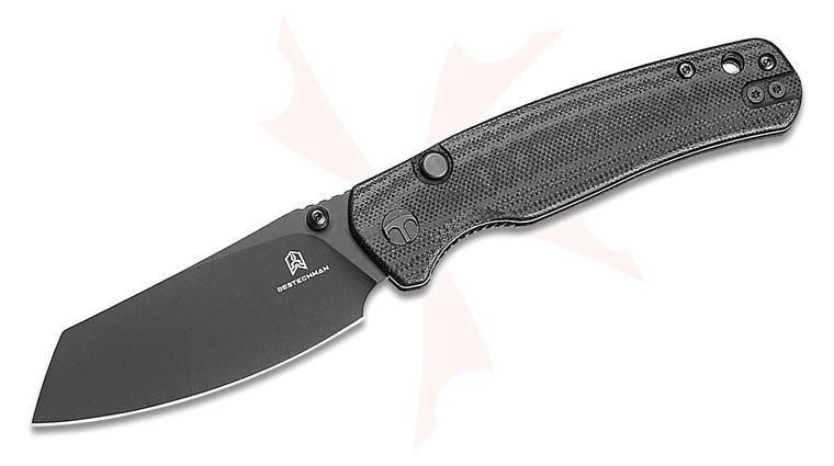 Bestechman Cicada's Wing Top Liner Lock Folding Knife 3.15 inch Black PVD Reverse Tanto Blade, Black G10 Handles