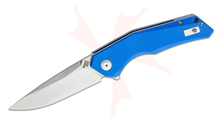 B'yond EDC Arch Flipper Knife 3.5 inch D2 Stonewashed Drop Point Blade, Blue G10 Handles