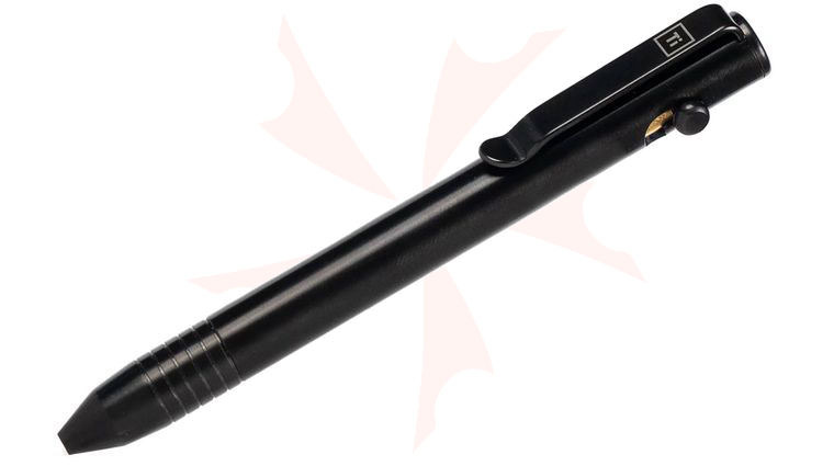 BIGiDESIGN Base Line Titanium Bolt Action Pen, Black DLC, 4.59 inch Overall
