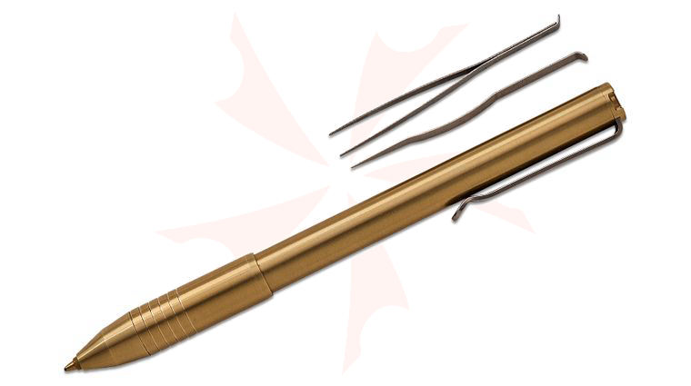 BIGiDESIGN x Knafs Collab The Sancho Pen, Brass, 5.5 inch Overall, Toothpick and Tweezers Included