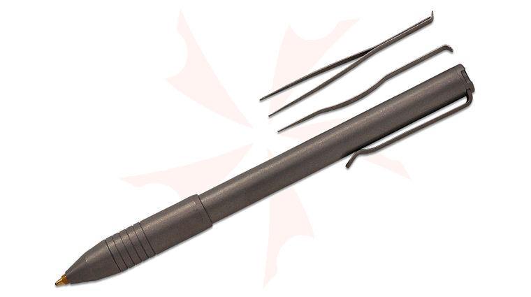 BIGiDESIGN x Knafs Collab The Sancho Pen, Stonewashed Titanium, 5.5 inch Overall, Toothpick and Tweezers Included